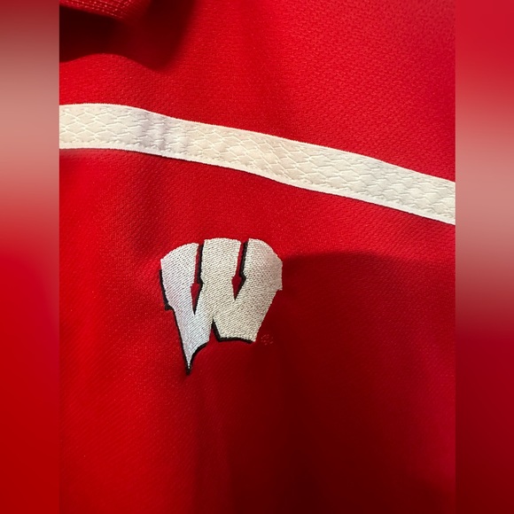 Adidas men’s large University of Wisconsin red polo shirt. - Picture 3 of 4